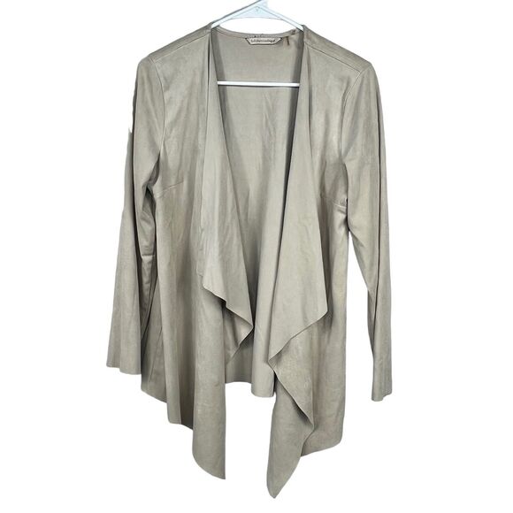 Soft Surroundings Beige Tan Faux Suede Open Drape Blazer Jacket Medium - Picture 1 of 10